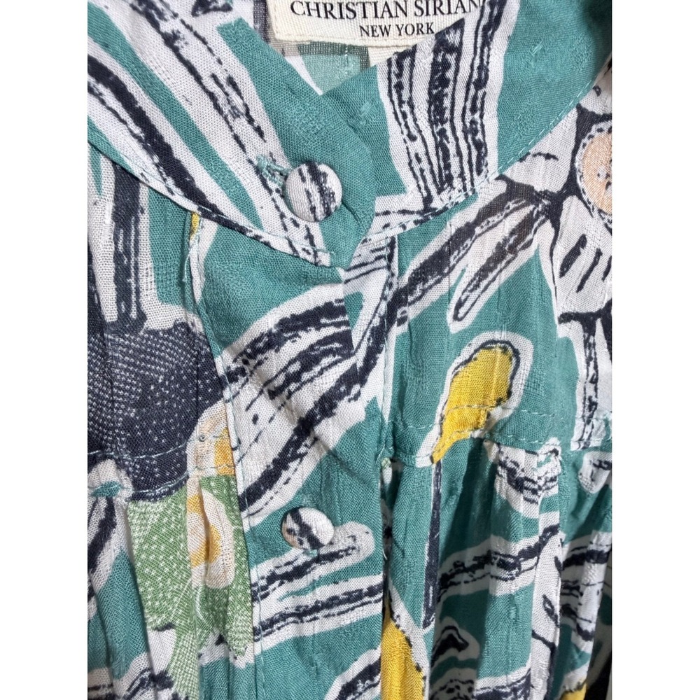 Christian Siriano Blouse Womens Small Green Floral Tie Front Boho Festival NWT - Picture 8 of 10